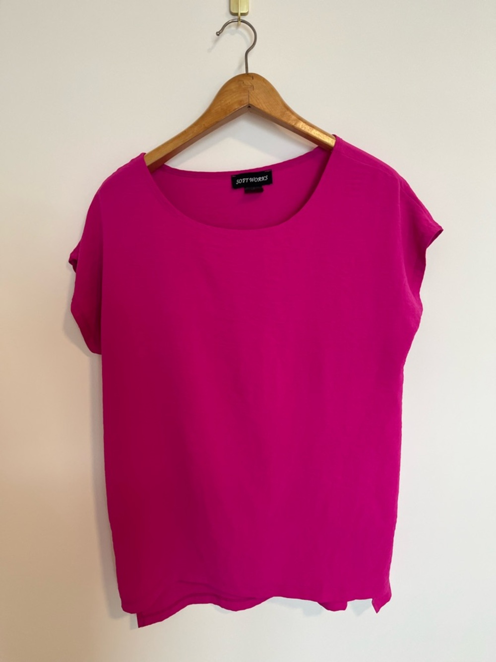 Soft Works summer Hot Pink Short Sleeve Blouse